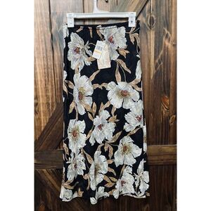 B.O.G Collective MIDI Floral Black Skirt Sz Small